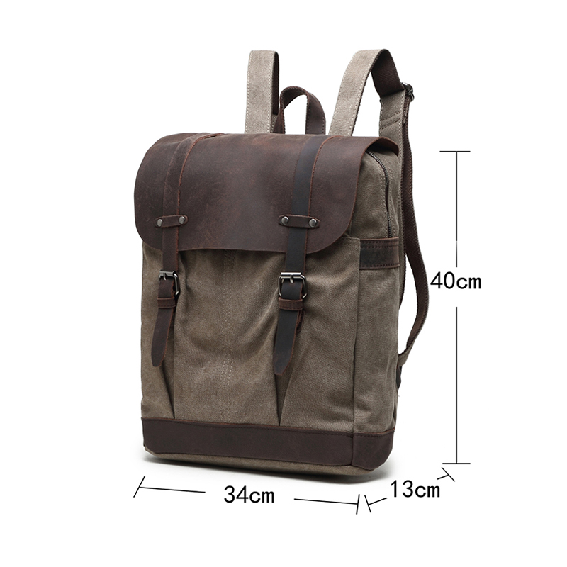 adult school bagpack canvas genuine leather durable backpacks