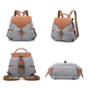 Custom travel hiking women canvas leather satchel backpack 