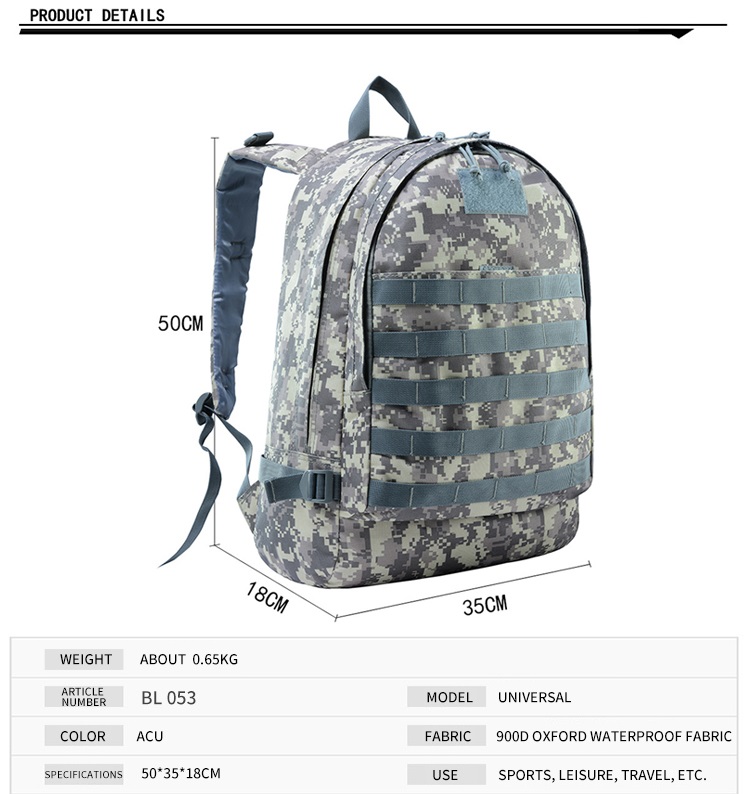 Jedi survival level-3 camouflage waterproof tactical 3D bag backpack