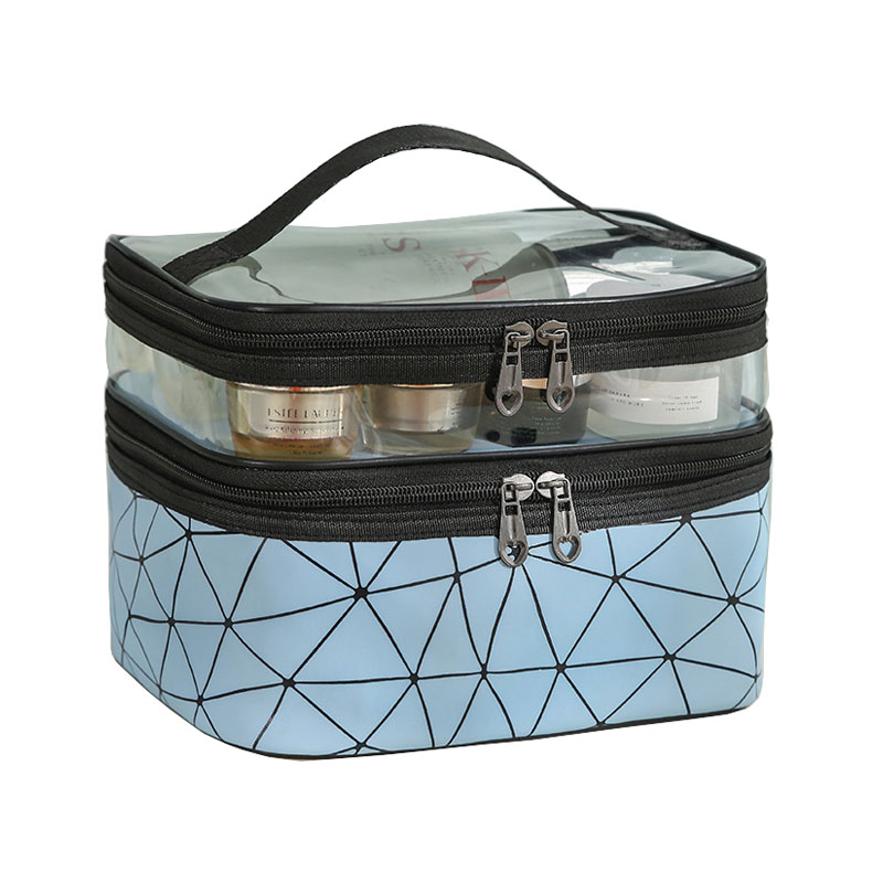 PU Rhombus Portable Cosmetic Bag Toiletry Storage Case