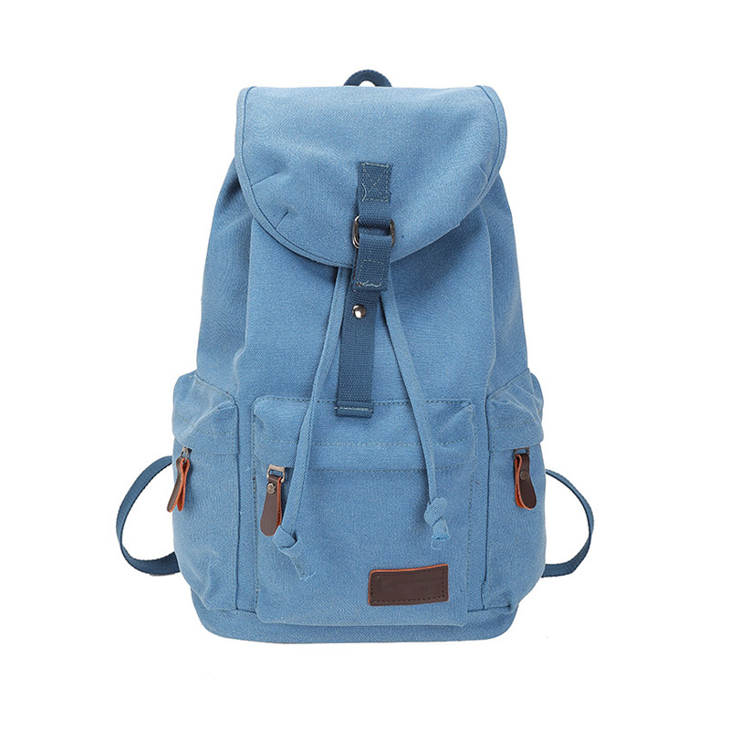 Outdoor mochila rucksack drawstring unisex canvas backpack bag 