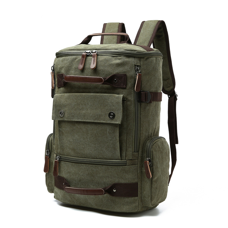 large green Canvas Backpack for laptop