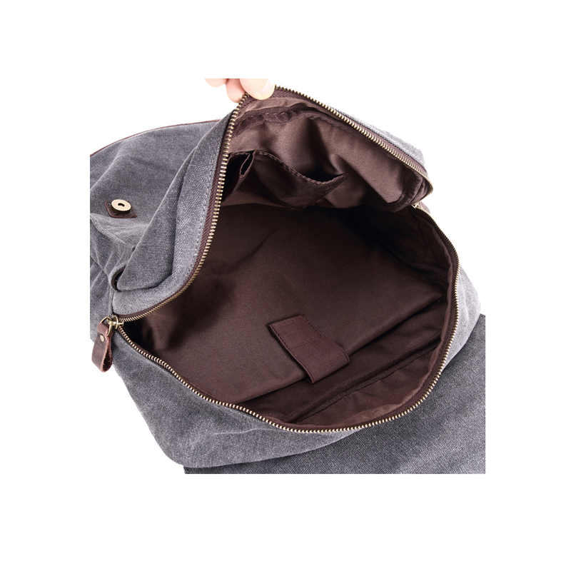 Laptop Genuine Leather Backpack Canvas Bag with Pockets