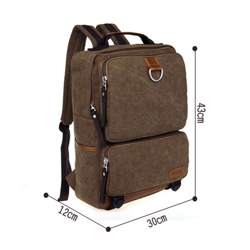 mens Khaki Canvas Backpack for school