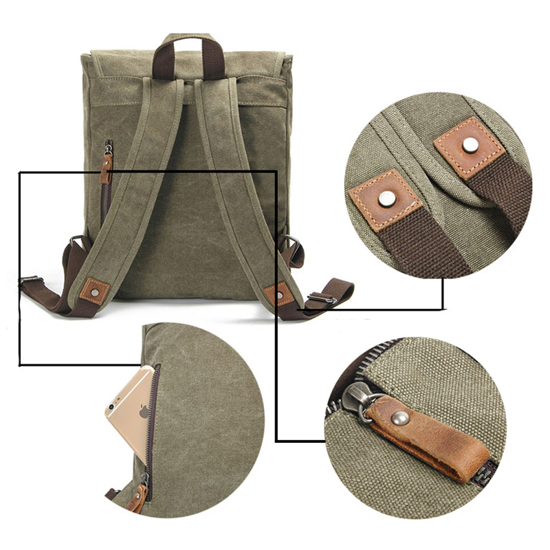 Leather backpack Unisex Bagpack Canvas Bag For College