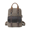 Cotton genuine leather backpack canvas bag with zip
