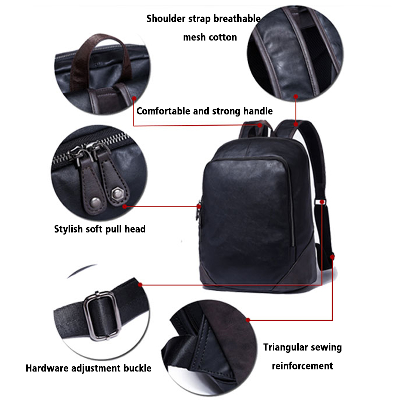 Waterproof laptop student pu leather backpack custom bag