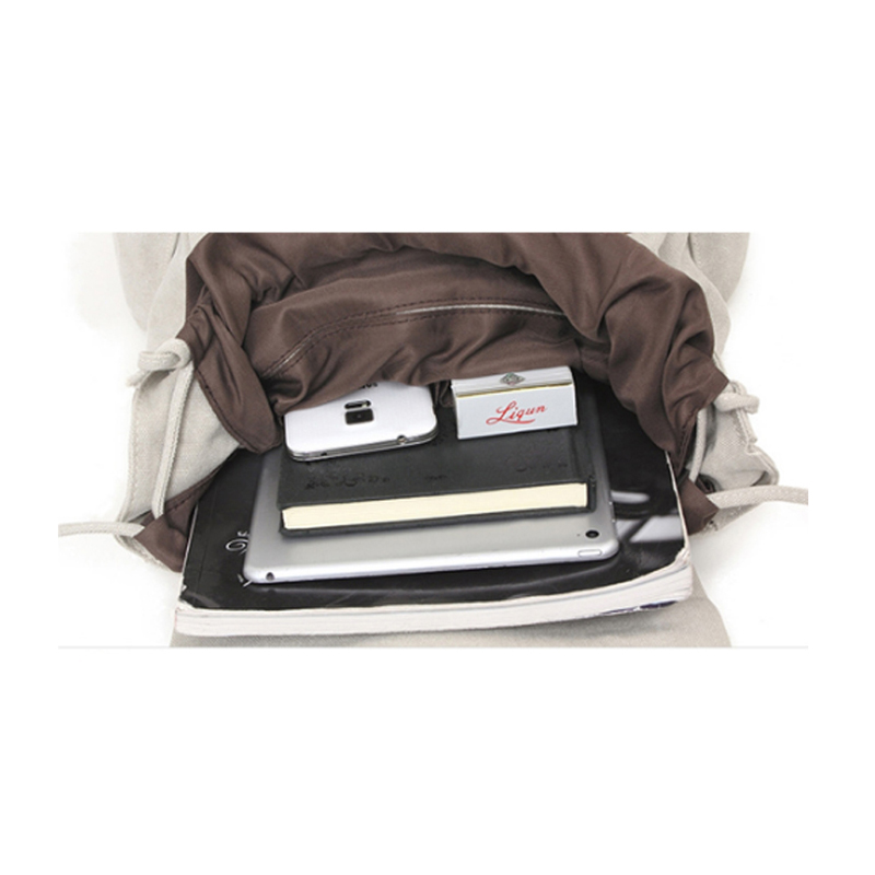 Canvas genuine leather bookbags vintage travel laptop backpack