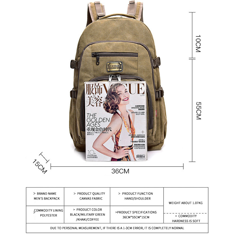 Canvas school laptop backpack durable rucksack notebook bag