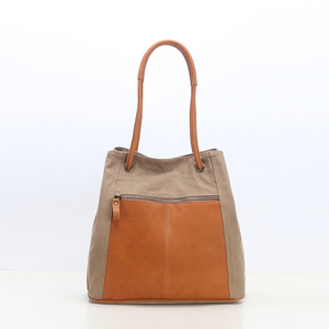 Cotton Shoulder Tote Canvas Bag With Vegetable Tanned