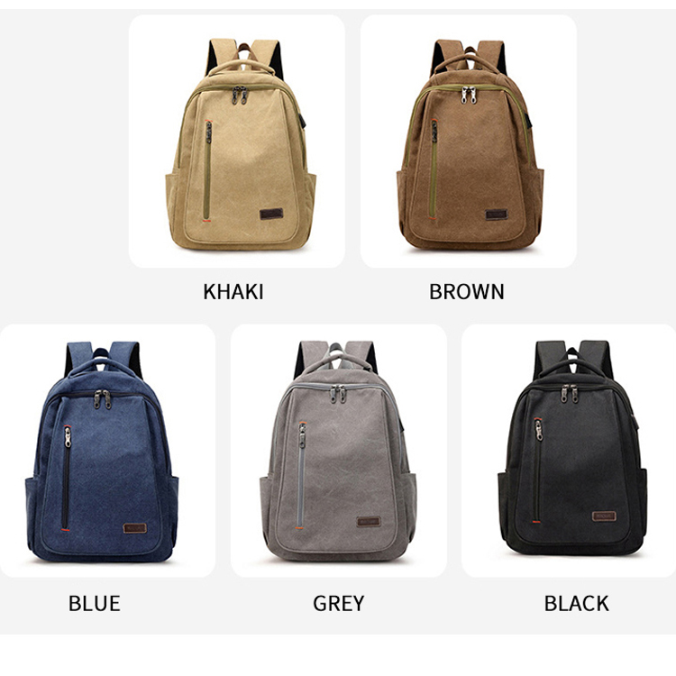 canvas laptop school backpack bag with usb charging 