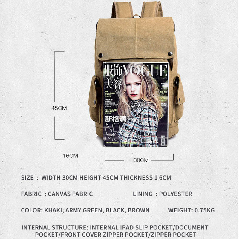 Canvas retro male school bag fashion outdoor backpack