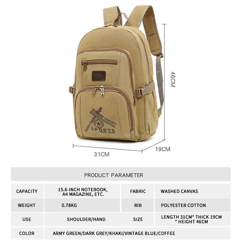 canvas outdoor laptop backpack school bags for men 