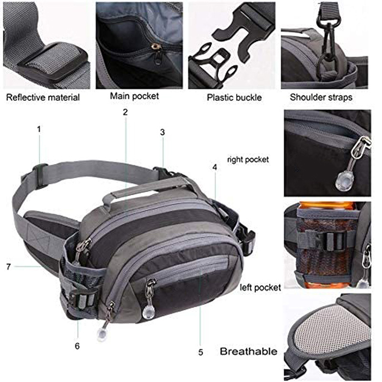 Polyester portable outdoor sports gym waist custom bag