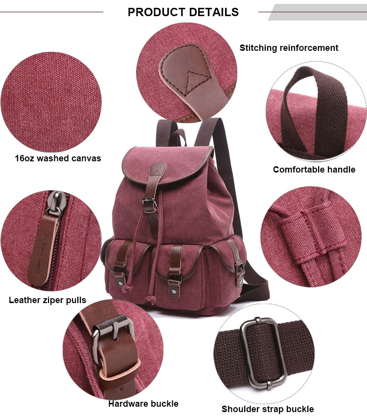 Drawsrting laptop large backpack canvas bag in winter