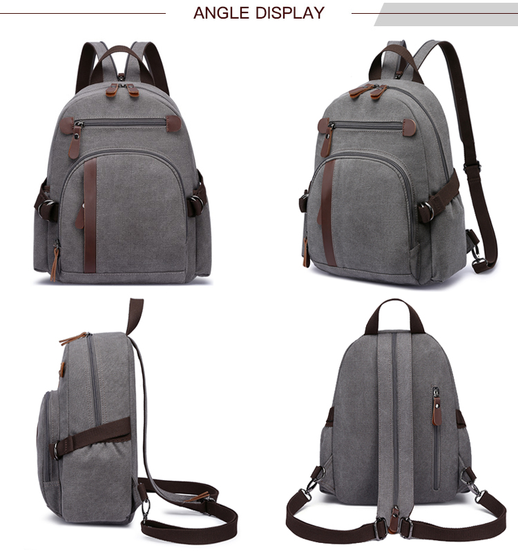 good quality grey Canvas Backpack with pockets