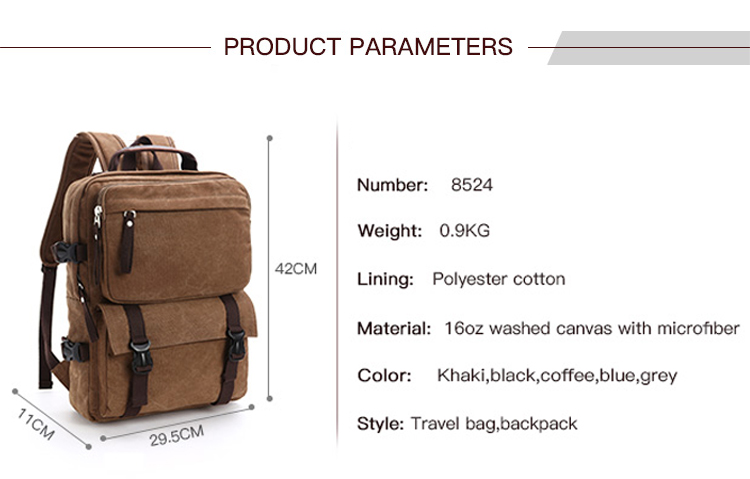 durable Coffee Canvas Backpack for youth