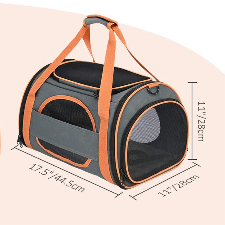 Soft-sided breathable travel carrier cat pet carrying bag