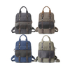 Cotton genuine leather backpack canvas bag with zip