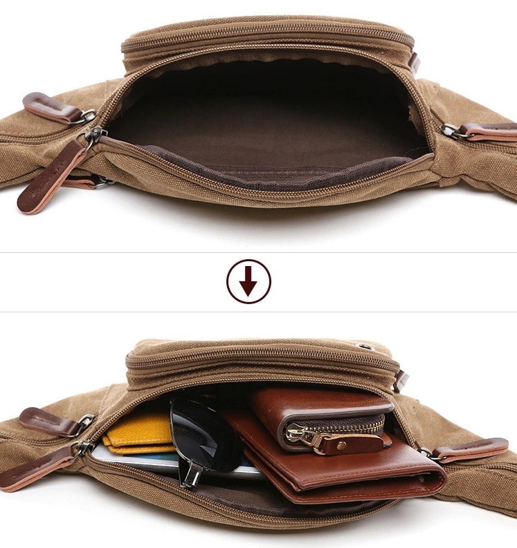 unisex fanny pack travel waist hip canvas bag 