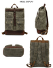 Vintage men laptop waxed leather backpack canvas bag