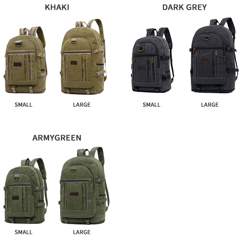 Hiking durable camping men large canvas backpack bag 