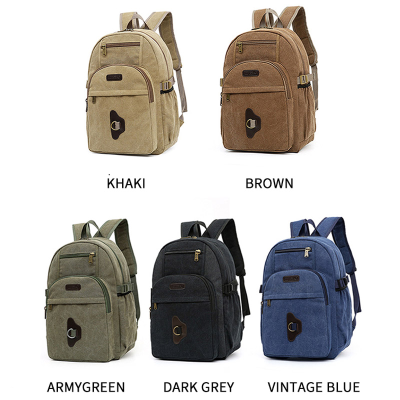 blank canvas backpack bag men retro school bagpack 