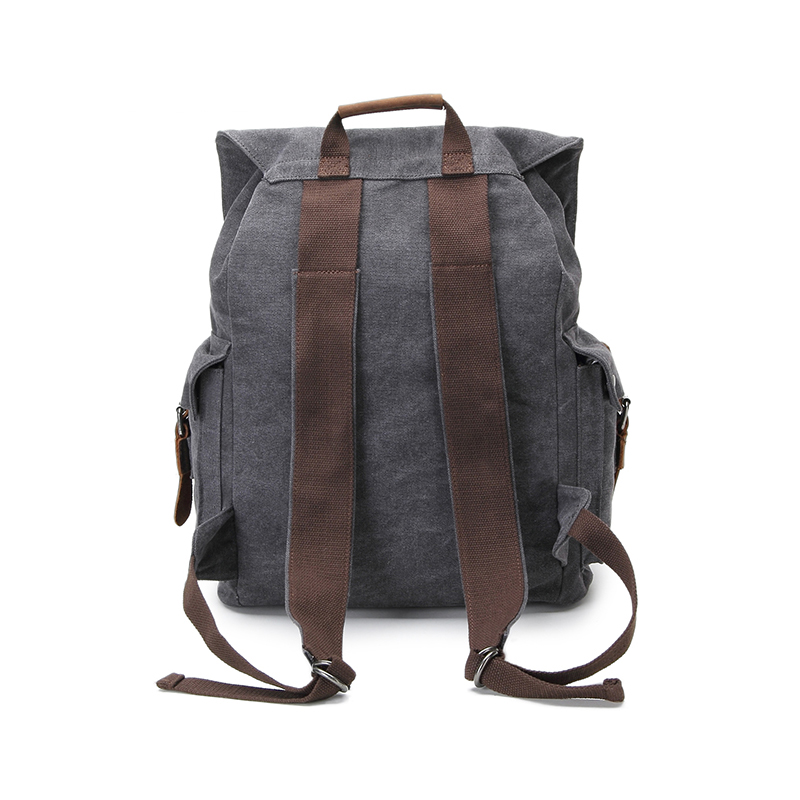mini grey Canvas Backpack with zip