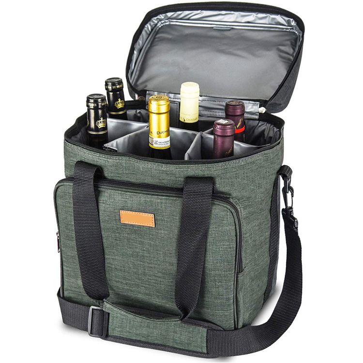 Customized 6 bottle PEVA wine cooler storage bag