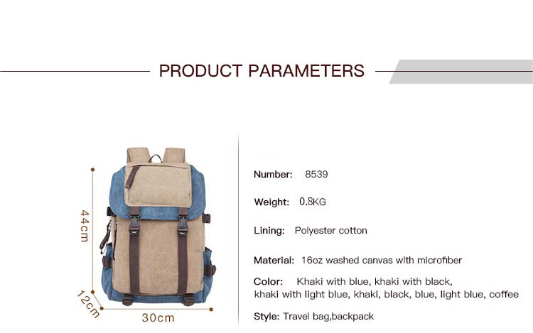 male Khaki Canvas Backpack for laptop