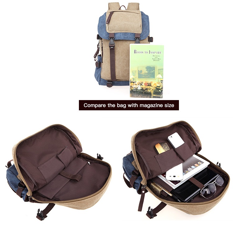 male Khaki Canvas Backpack for laptop