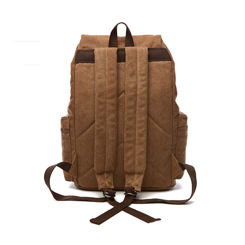 male Khaki Canvas Backpack with zipper