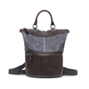 fashion vintage waxed mens school canvas leather backpack