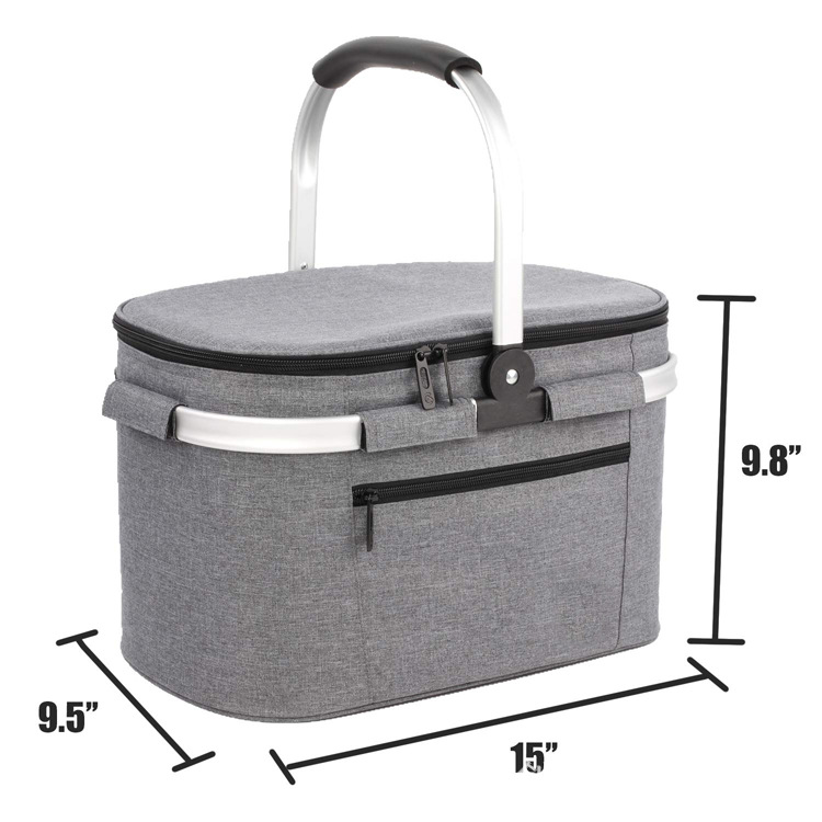 Insulated cooler basket portable aluminum alloy picnic bag