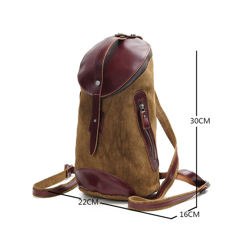 Custom fancy book bags canvas genuine leather backpack