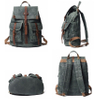 retro schoolbag waxed canvas leather school student backpack
