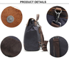 men knapsack washable canvas genuine leather leisure backpack