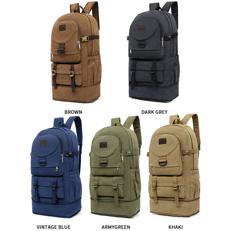 vintage hiking men laptop durable canvas backpack bag 