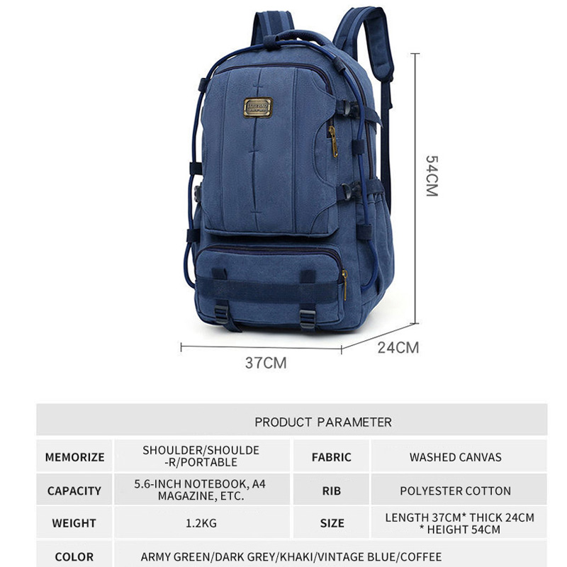 Durable canvas unisex daily school travel backpack bag 