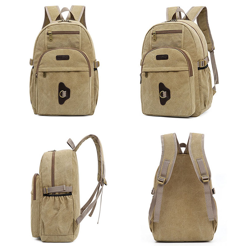 blank canvas backpack bag men retro school bagpack 