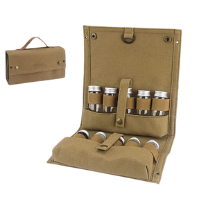 Foldable Spice Kit Portable Canvas Seasoning Storage Bag 