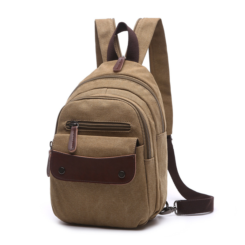 mini Khaki Canvas Backpack For work