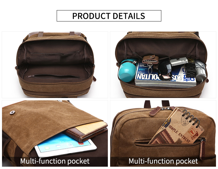 small Coffee Canvas Backpack for laptop