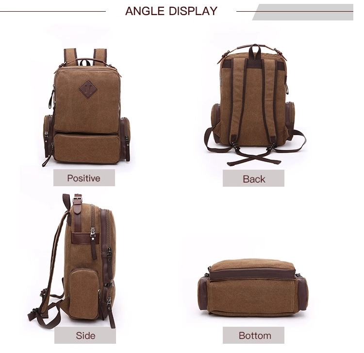 mini Khaki Canvas Backpack for laptop