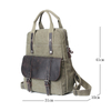 Cotton genuine leather backpack canvas bag with zip