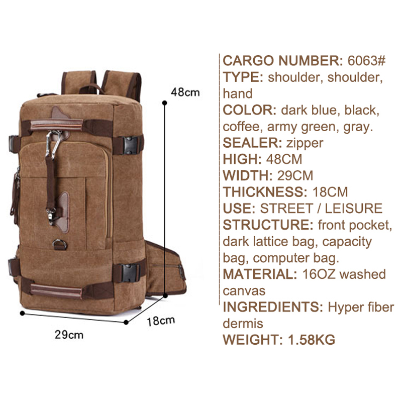 Supplier Retro Hiking Backpack Canvas Bag For School