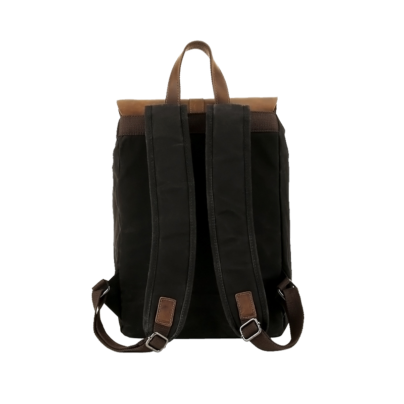 Waxed drawstring backbag waterproof leather backpack canvas bag 