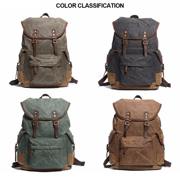 teenager school backpack canvas leather vintage bagpack for men