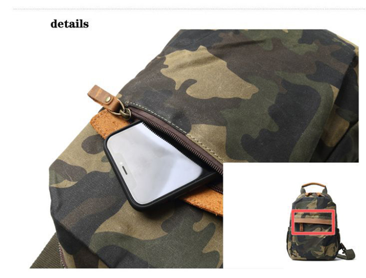 Outdoor canvas leather one shoulder camouflage men chest bag