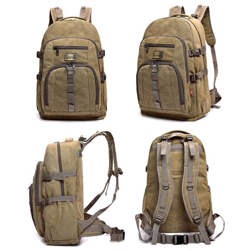 Canvas school laptop backpack durable rucksack notebook bag
